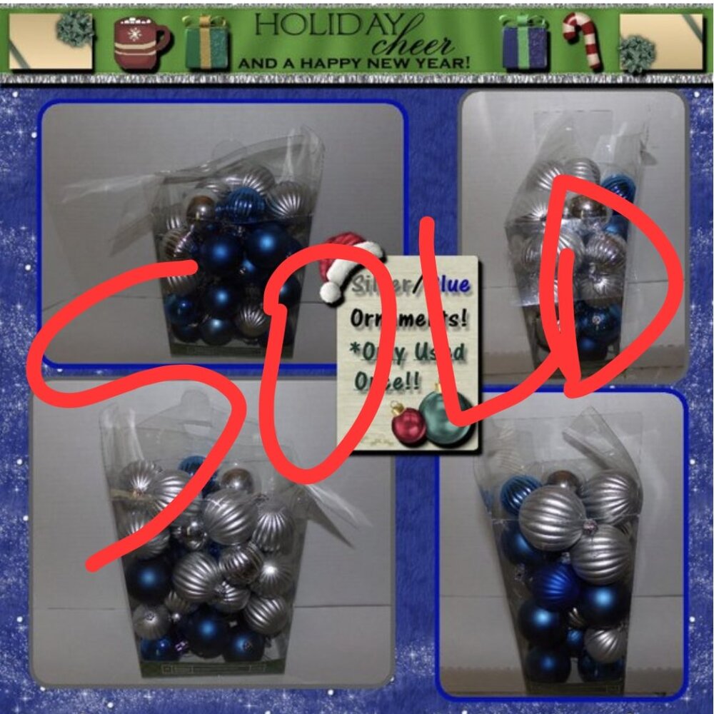 SOLD! Blue & Silver Ornaments!  {X3}